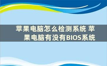 苹果电脑怎么检测系统 苹果电脑有没有BIOS系统